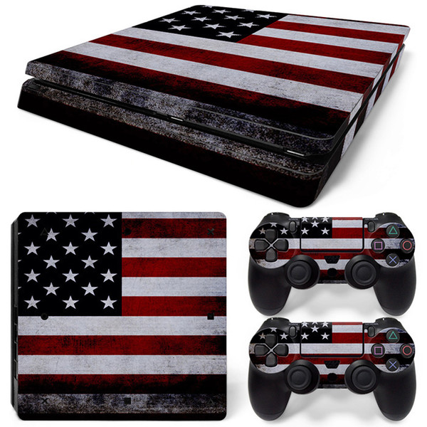 Fanstore Skins Sticker Protective Full Cover Decal for Playstation PS4 Slim Console and 2 Remote Controller New Design