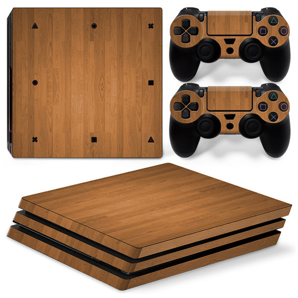 Fanstore Skin Sticker Wood Vinyl Decal for Sony Playstation PS4 Pro Console and 2 Remote Controller New Design