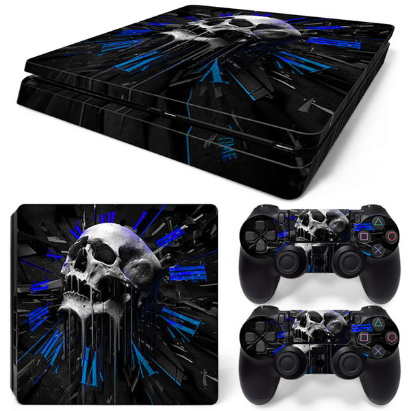 Fanstore Customized Skin Vinyl Decals Skins Sticker for Playstation PS4 Slim Console and 2 Remote Controller New Design