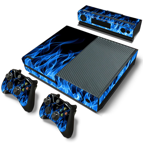 Fanstore Skin Sticker Vinyl Decal Blue Fire for Xbox One Console and 2 Remote Controller