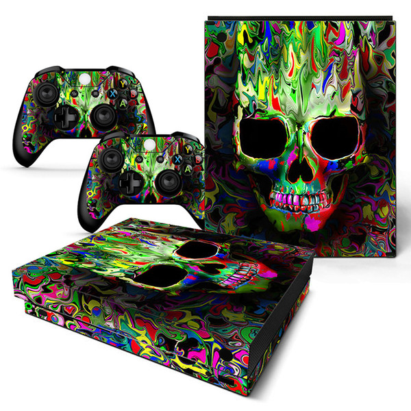 Fanstore PVC Wrap Skin Sticker Skin Cover Skull for Xbox One X Console and 2 Remote Controller New Design