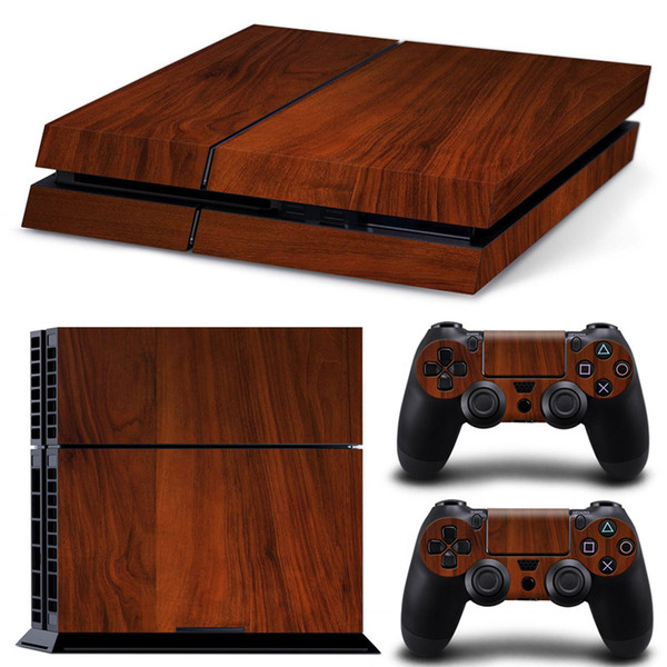 Fanstore Skin Sticker Dustproof Decorative Vinyl Decal for Playstation PS4 Console and 2 Remote Controller Wooden Grain Design