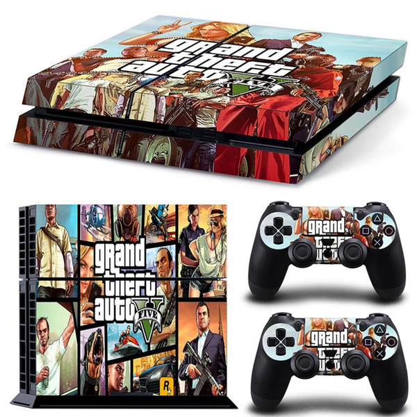 Fanstore Skin Sticker Protective Decal Cover Full Set GTA for Playstation PS4 Console and 2 Remote Controller New Design