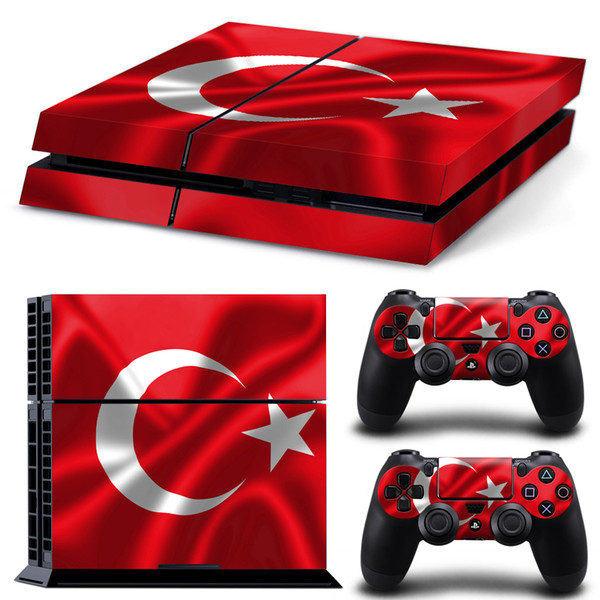 Superb Quality Turkish Flag Custom PS4 Decal Skin Stickers for PlayStation 4 Console +2 Pcs Controller Stickers -0433