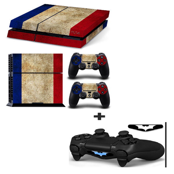 Old French Flag Skin Decal Stickers for PlayStation 4 Console and Controllers and 2pcs Free Controller led Light bar Decals