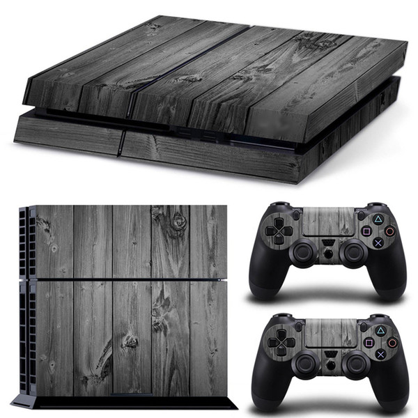 Gray Wood Grain PS4 Games Skin Decals Vinyl Wrap Stickers Protector For PlayStation 4 Console & 2 PCS Controller Skins for Free