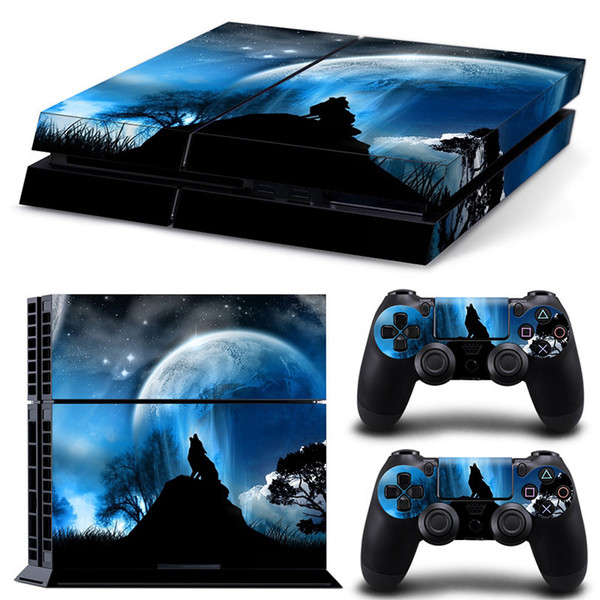 Skull Lion Wolf Wooden Style Vinyl Skin Sticker for Sony PS4 PlayStation4 Console and 2 Controllers Gaming Skin