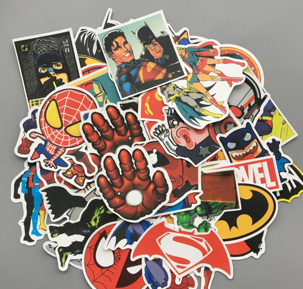 50Pcs/Lot Marvel Anime Classic Stickers Toy For Laptop Skateboard Luggage Decal Decor Funny Iron Man Spiderman Stickers For Kids Car sticker