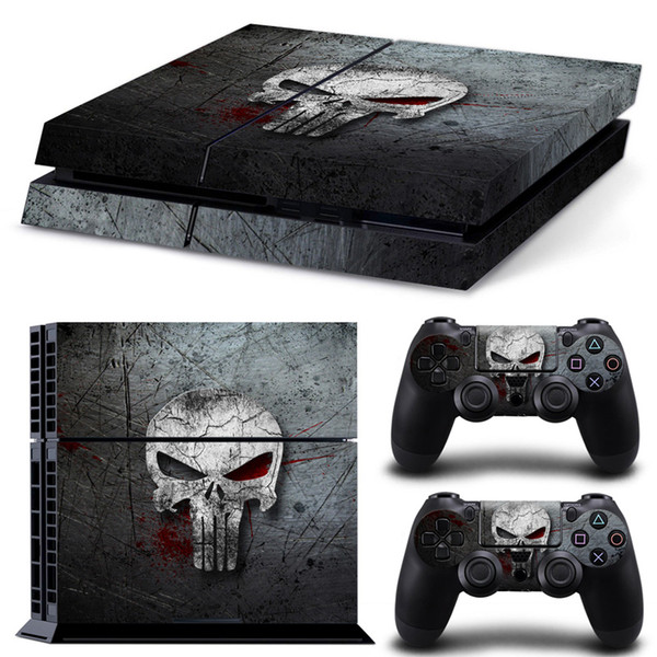 Cool Skull Full Set Vinyl Skin Sticker Protective Decor Decals For Sony PS4 Console & 2 PCS Cover Skins of Controllers