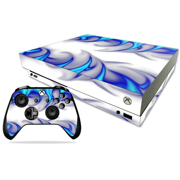 Blue and White Vinyl Skin Sticker for Xbox one X Console and 2 Controller Gaming Decal