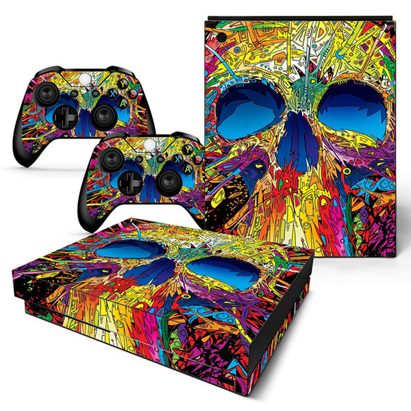 Skull Star Galaxy Leaf Style Vinyl Skin Sticker for Xbox One X Console and 2 Controller