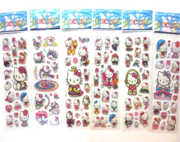 100 SHEET HOT! 3D Stereo Bubble Sticker Children's Cartoon Animation Scrapbook/Laptop Fun Stickers KT Cat Toy Kid Toys