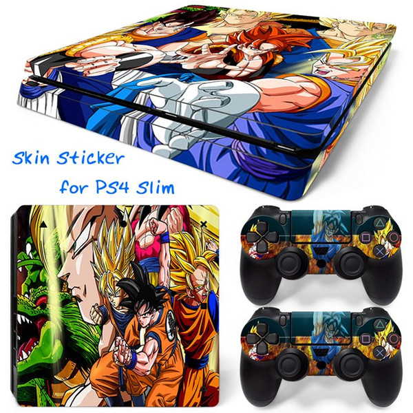 Cool Dragon Ball PS4 Slim Vinyl Skin Sticker Console Skin + 2 PCS Controller Cover Decal Skins For PS4 Slim