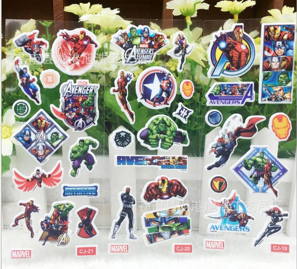 100sheets/lot New Arrival Movie The Avengers Stickers Dolls Toys For Children Mix Styles Cartoon Stickers Birthday Party Decoration