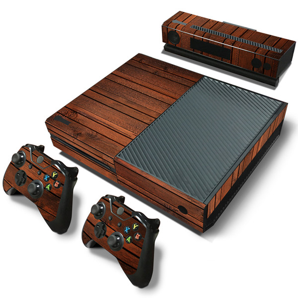 50PCS Whoesale Antiqued Wood Grain Skin Sticker for the Xbox One Console With Two Wireless Controller Decals