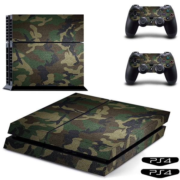 Classic PS4 Sticker Green Camouflage Vinyl Cover Decal PS4 Skin Sticker for Sony Play Station 4 Console and 2 Controller Skin