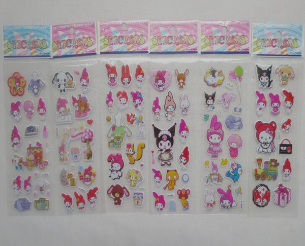 100sheets/lot New Arrival Cute My Melody Stickers Dolls Toys For Children 6 Styles Cartoon Stickers Birthday Party Decoration