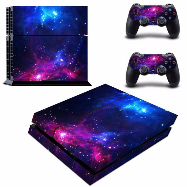 Blue Galaxy Style Vinyl Skin Decal Sticker for Sony PlayStation4 PS4 Console and Two Controllers Gaming Sticker