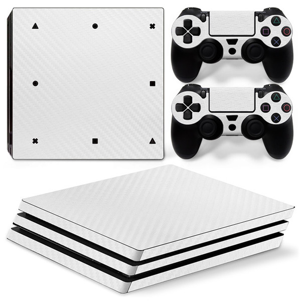 White Carbon Fiber Game Accessories Vinyl Decal Sticker for PS4 PRO Console