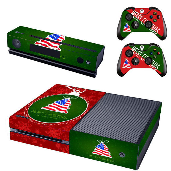 Christmas Cover Decal Sticker For Xbox One Console & Kinect & 2 Controller Skins Video Game Console Sticker