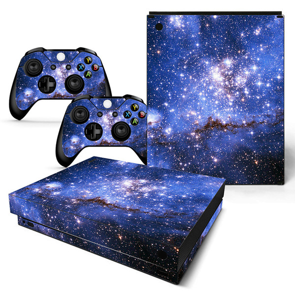 Cool Deep Space Full Set Skin Sticker Protective Vinyl Decals For Microsoft xbox one X Console and 2 Controllers