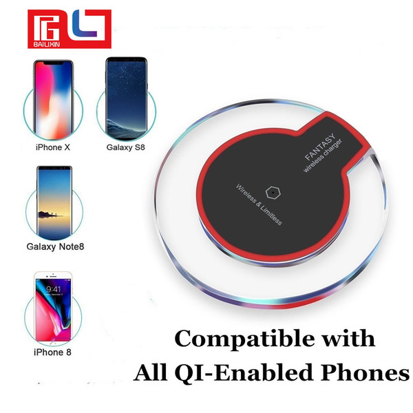 Fast Delivery Qi Wireless Phone Charger Portable Fantasy crystal Universal LED Lighting Tablet Charging For Samsung Galaxy S8 Iphone 8