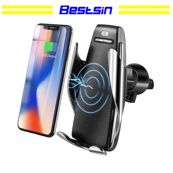 S5 Automatic Clamping Wireless Car Charger Holder Receiver Mount Smart Sensor 10W Fast Charging Charger for iPhone Samsung Universal Phones