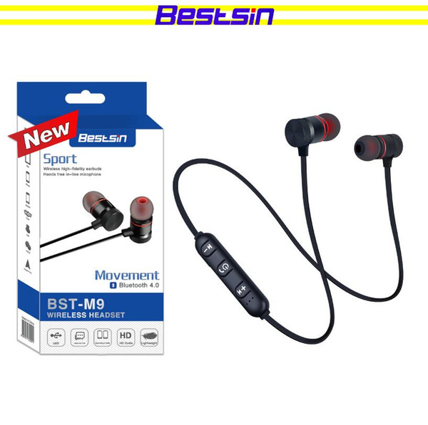 Bestsin Wireless Bluetooth Headphones M9 Magnet Wireless Earphone Auriculares Bluetooth Headset For Cell phone Iphone X xiaomi Sport Music