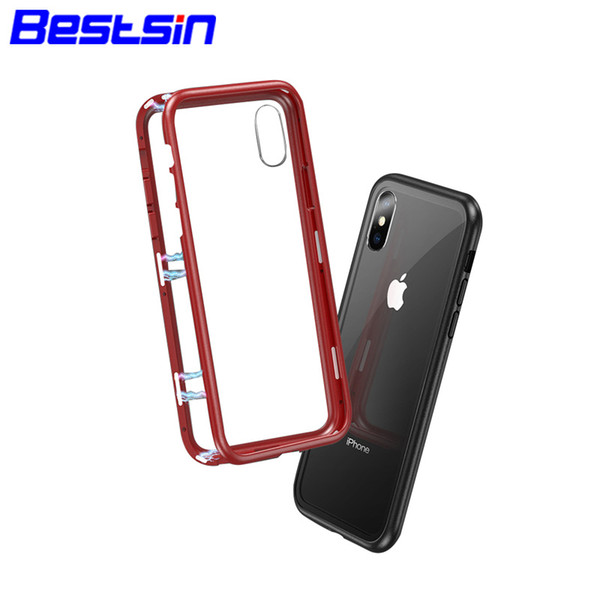 Bestsin Glass back Phone Case Anti-Scratch Metal Bumpers 360° Magnet For IphoneXS XR XSMA With the Retail Box