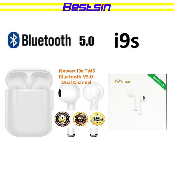 i9s TWS Dual Earphone Bluetooth 5.0 Headset Wireless Earbud with Handsfree Stereo Music QI-Enabled With Charging Box TWS Bestsin