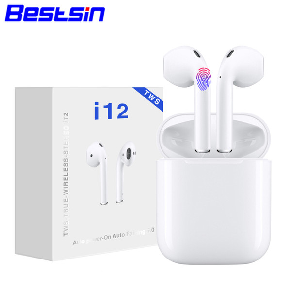 Bestisn i12 tws V5.0 Wireless Bluetooth Headphones Ture Stereo Earphones Colorful Touch Control Wireless Headset Earbuds Ship in 1 day