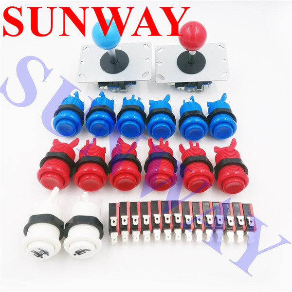 Arcade Sanwa Joystick Button Parts DIY Kit with 2 x 8 Way Arcade Joystick +14 x American happ Style Push Button with Microswitch