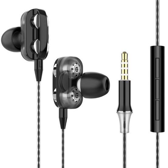 Gaming headset bass earphones in ear double-acting earphone with mic double Dynamic circle with wheat intelligent identification wire-contro