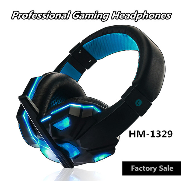 HM-1329 Luminous Gaming Headset Hifi Computer Big Earphone PC Gamer Noise Canceling Headphones with Microphone Head Phone 3.5mm plug