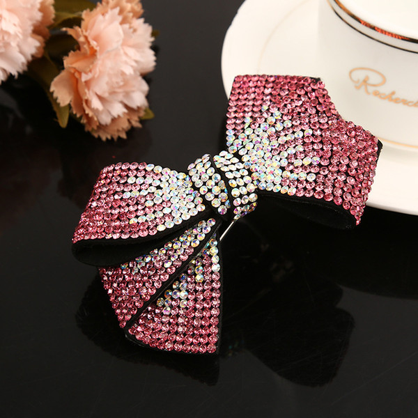 Korean New Spring Simple Headwear Bow Tie Rhinestone Barrettes Hair Clip Girl Women Fashion Lovely Headdress Hair Accessories