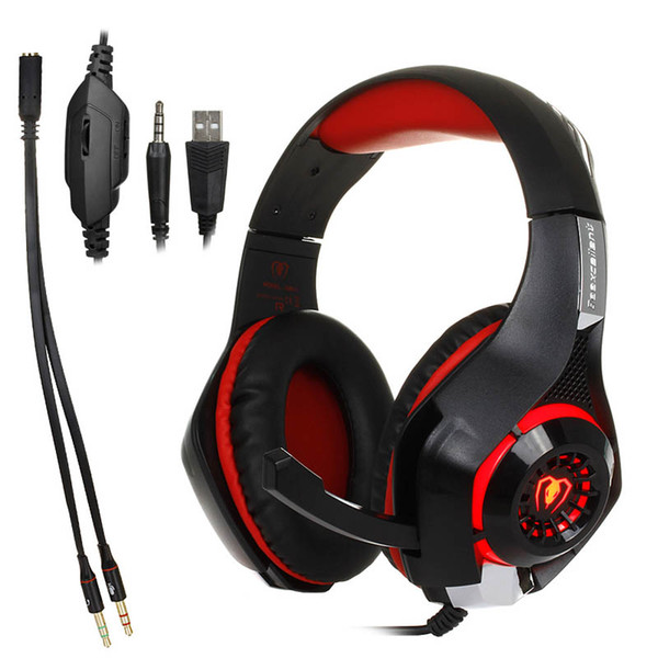 Gaming Headphones Wired Gamer Headset Stereo Sound Over Ear Earphone with Mic and LED Light for PC Laptop PS4