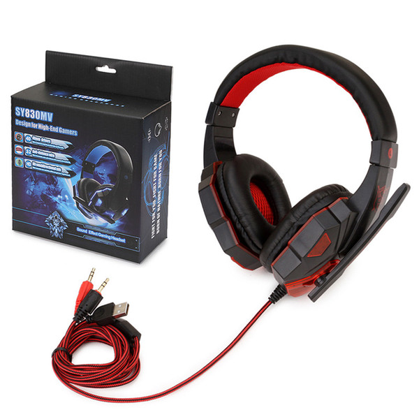 SY830 Gaming Headsets luminous Noise Cancelling Headphones Studio Stereo Headband earphones with Mic for PS4 Switch Laptop