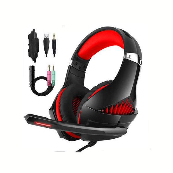 Game Headset 3D Stereo Surround Headphone with Noise Canceling Mic Ultra-Comfortable Earmuffs Earphone with LED Light for Nintendo Switch PC