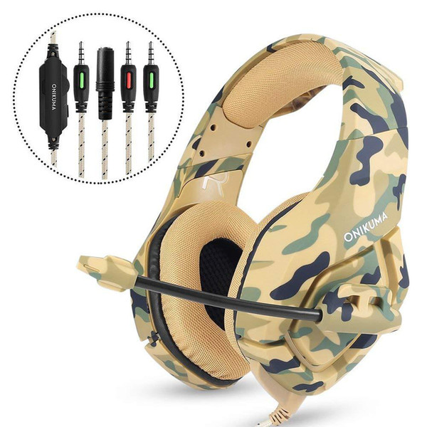 PUBG Fortnight ONIKUMA K1-B Professional Headset For Esports Camouflage PS4 Bass Gaming Headphones Game Earphones for PC New Xbox One Tablet