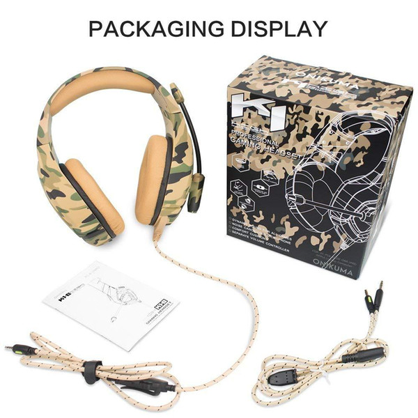 Hot ONIKUMA K1-B Professional Headset For PUBG Fortnight Esports Camouflage PS4 Bass Gaming Headphones Game Earphones for PC Xbox One Tablet