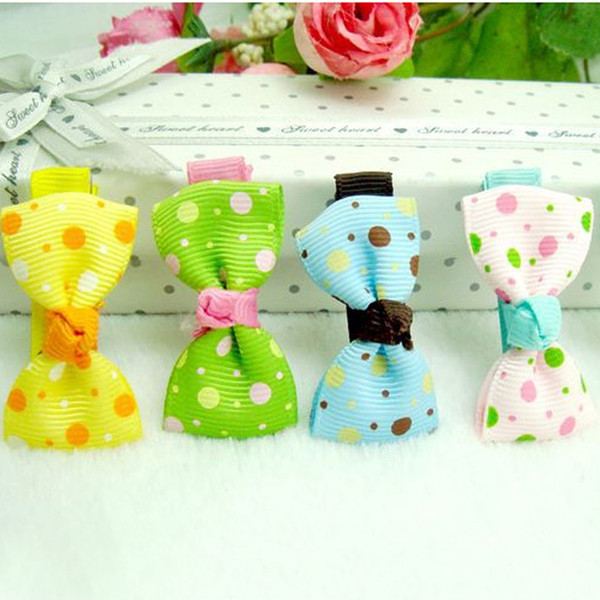 Amazing New Mix Color Kids Ribbon Dots Barrettes Bow Hair Clips Hairpin For Girls Children Hair Accessories 16pcs/lot