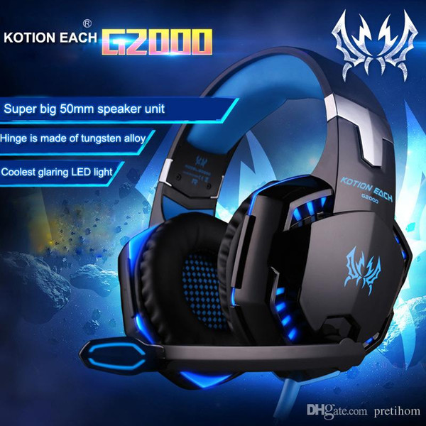 Gaming headset Headphones Stereo Noise Cancelling Headsets Studio Headband Microphone Earphones With Light For Computer PC Gamer EACH G2000