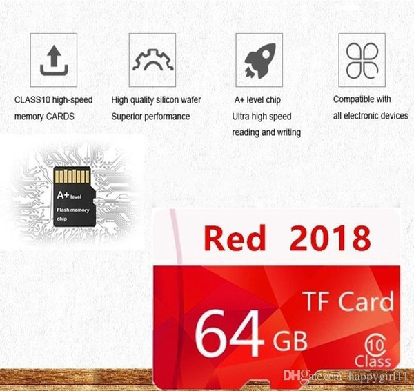 Memory Cards Wholesales Red 2018 High speed waterproof Memory Card C10 32GB -128GB Micro SD Card Premier Pro SDHC UHS-I Class 10 TF Card