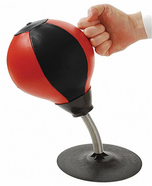 Leather Stress Buster Desktop Punching Ball Heavy Duty Suction Freestanding Reflex Bag Kit Adults Kids Home Office