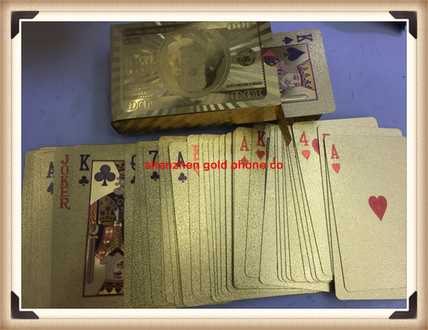 24K Gold Foil Plated Poker Playing Cards Traditional Set With package Free collectibles gold poker playing cards,card game free,card online