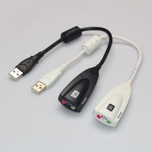 High Quality 5HV2 Stereo Card 7.1 Channel With USB Cable Externale Sound Card for PC Game Black/White