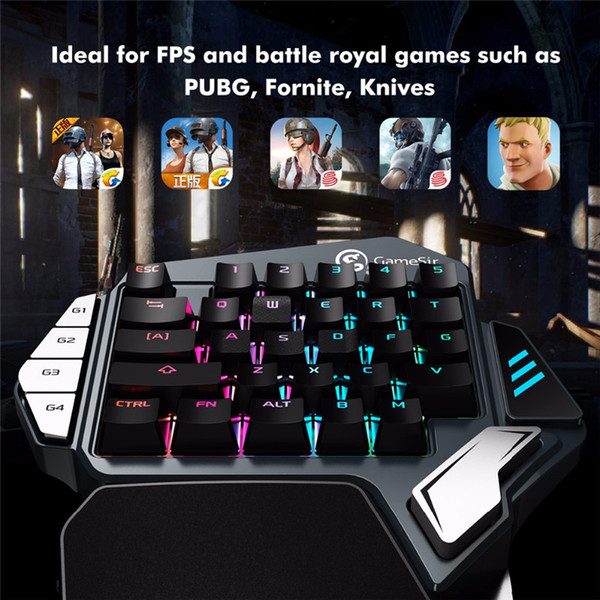 GameSir Z1 RGB Mechanical Gaming Keyboard Cherry MX Red Key Switches One Handed Wireless Mini Keypad FPS PUBG Mobile Game Keyboard