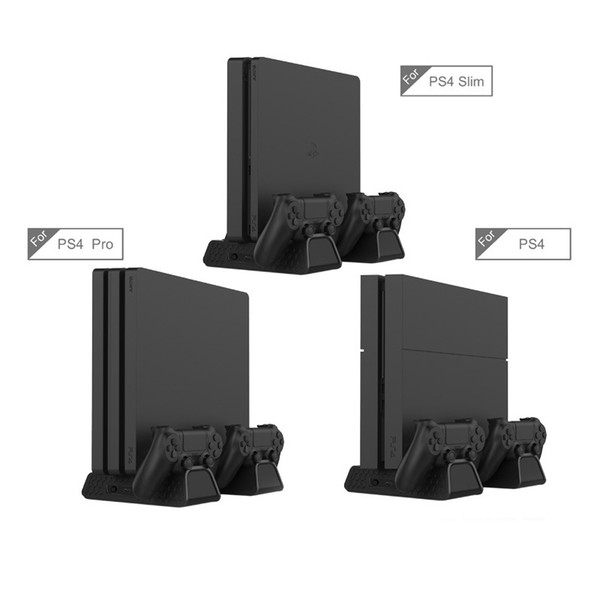 Vertical Stand for Sony PS4 Pro Slim Dual Controller Charging Station Dock Cooling Fan with Game Storage Slots in stock