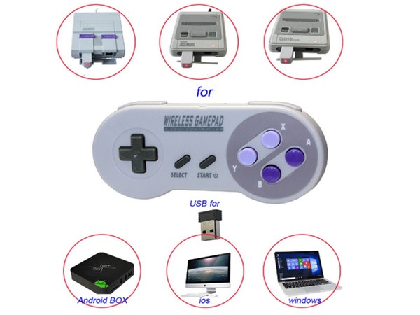 200pcs/lot 2 in 1 kit NES USB Wireless Controller Gamepad Classic MINI For NES computer PC TV box