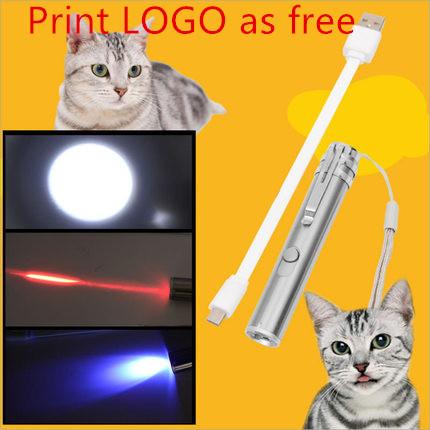 Funny cat toy laser light funny cat stick usb rechargeable mini short 5 in 1 laser flashlight infrared pen